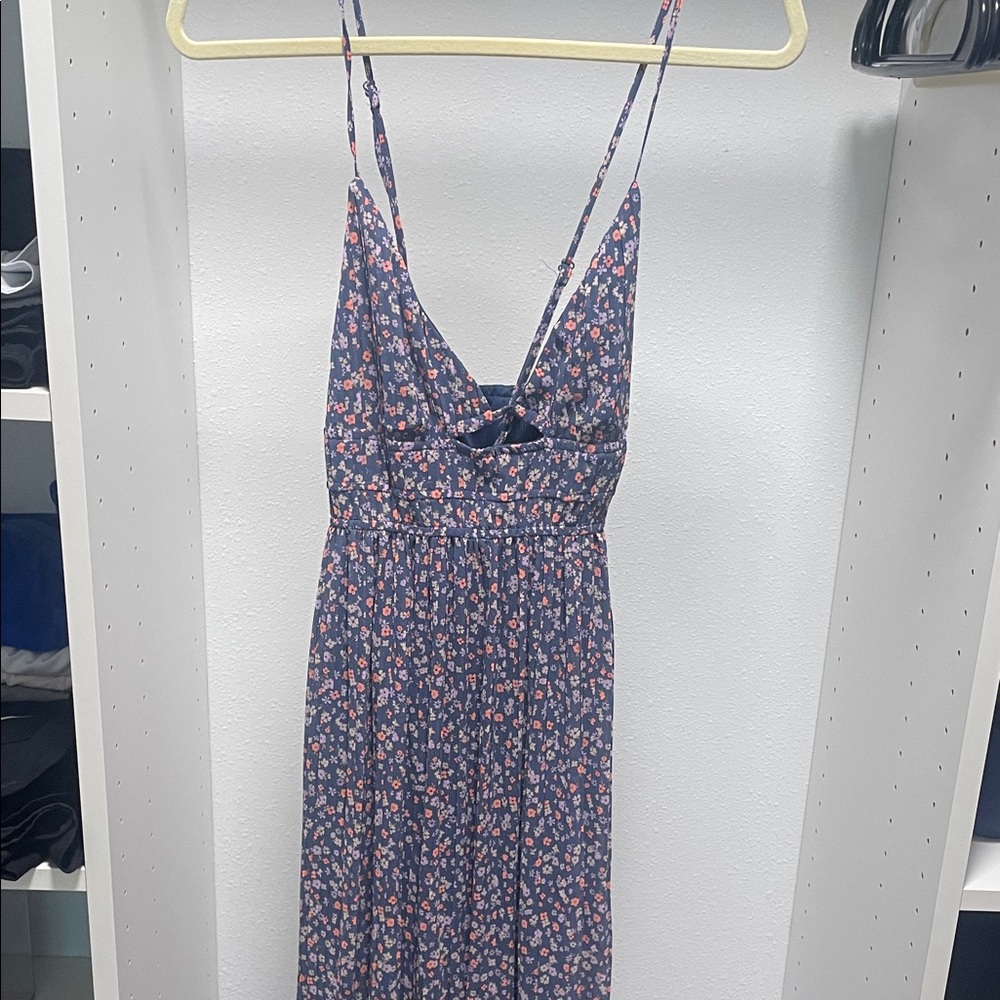 Versona Blue and Pink Floral Maxi Dress